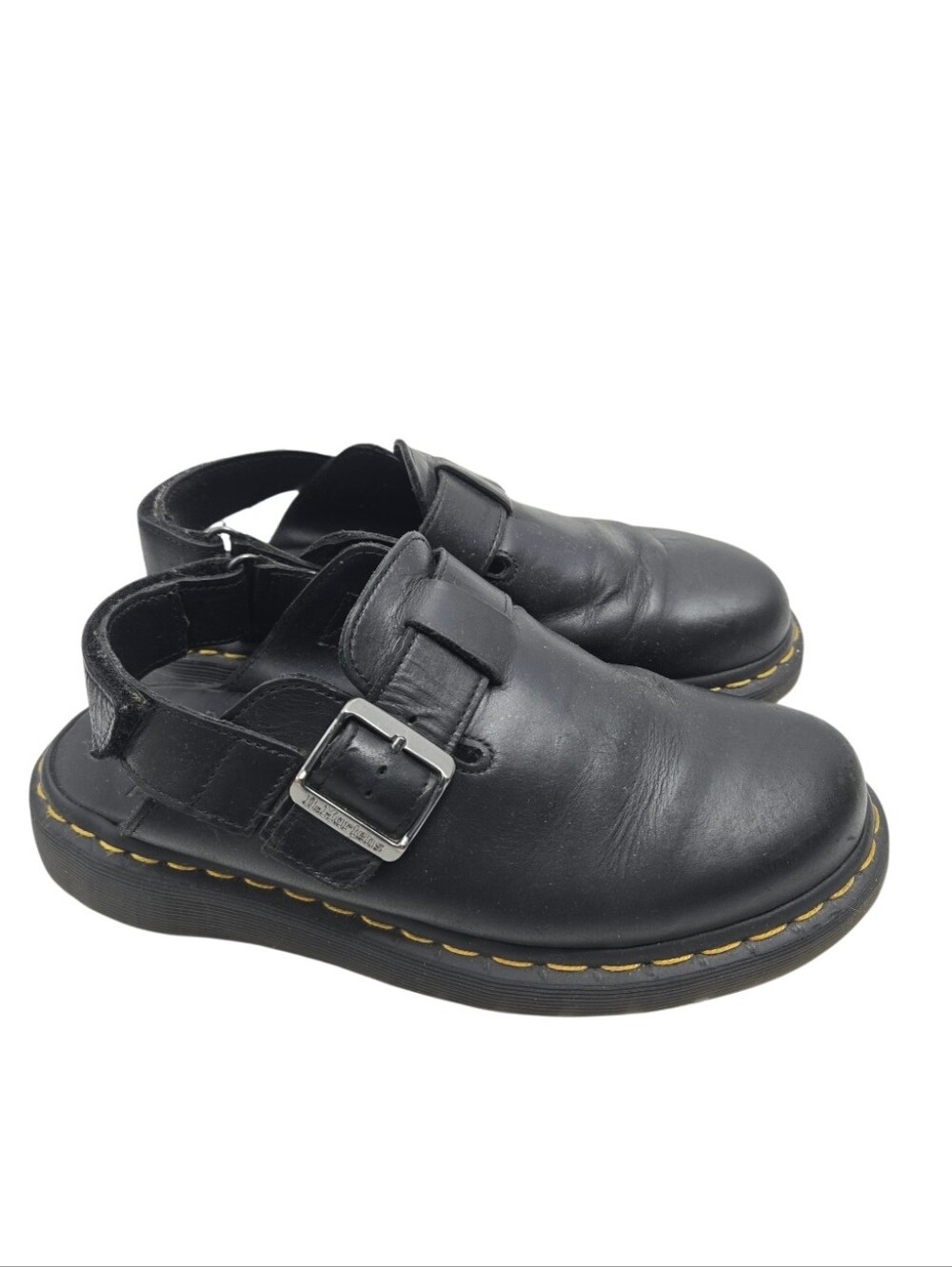 Dr. Martens Jorge ll Black Leather Buckle Slingback Clogs